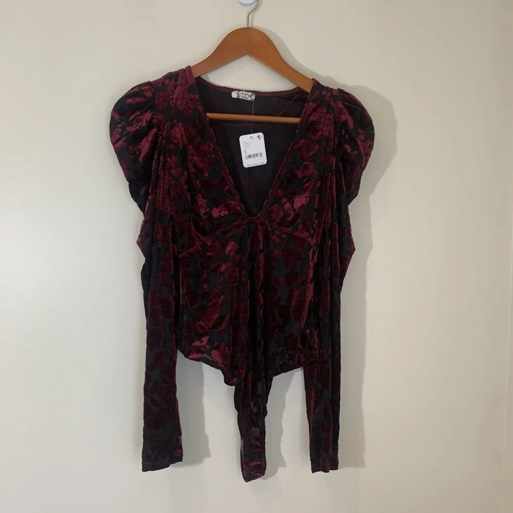 Intimately Free People Womens Magic Night Bodysuit S Velvet Burnout Whimsigoth